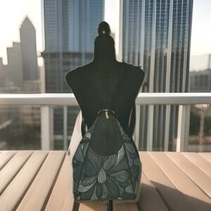 Danny K Beverly Hills Tapestry Backpack Purse Bag Shoulder Hobo Blue 10x13x4